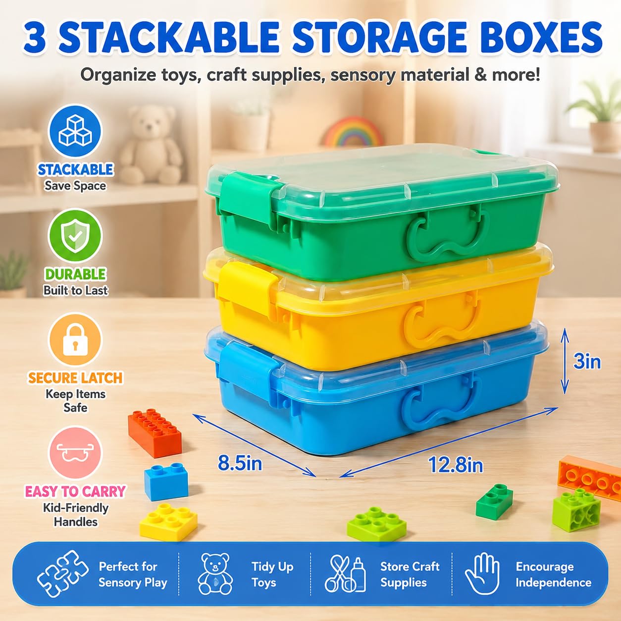 Carolart side profile showing stackable design saving shelf space