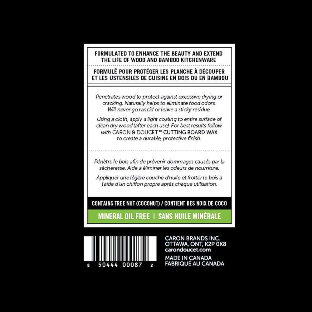 Caron & Doucet product label close-up highlighting coconut-based ingredient