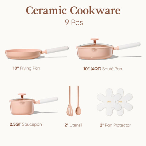 CAROTE 10-inch fry pan interior showing ceramic nonstick surface and easy food release