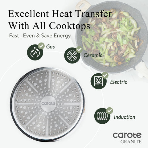 CAROTE side-by-side size comparison showing 5.5 qt capacity for larger portions benefit