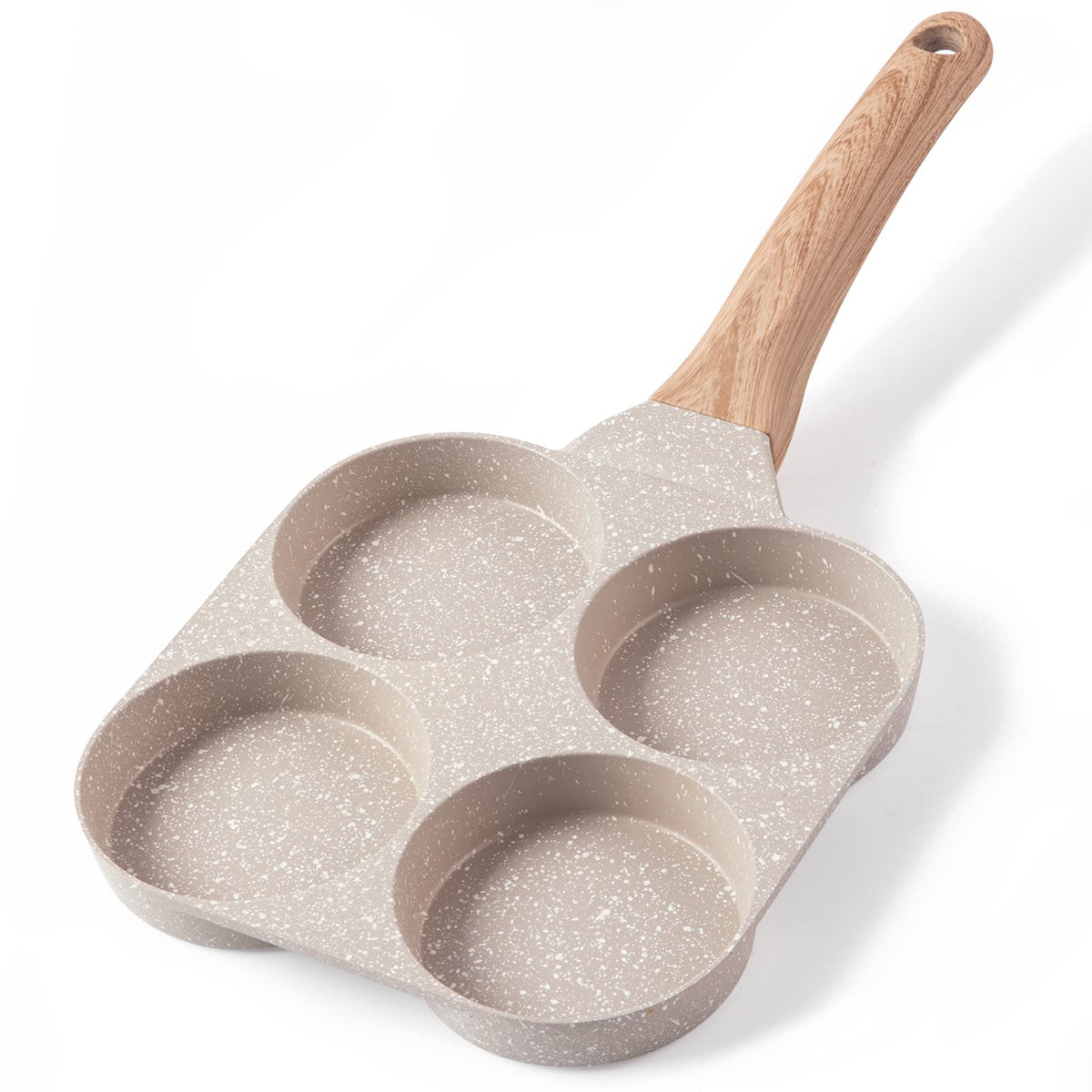 CAROTE front view cream white pan showing four-cup layout and compact benefit
