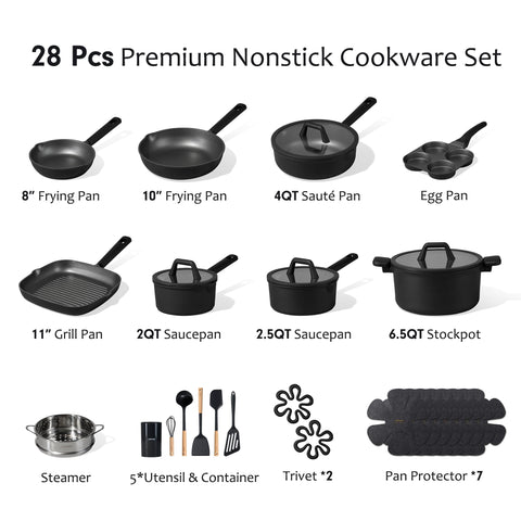 CAROTE 8" and 10" frying pans showing easy release and quick heating