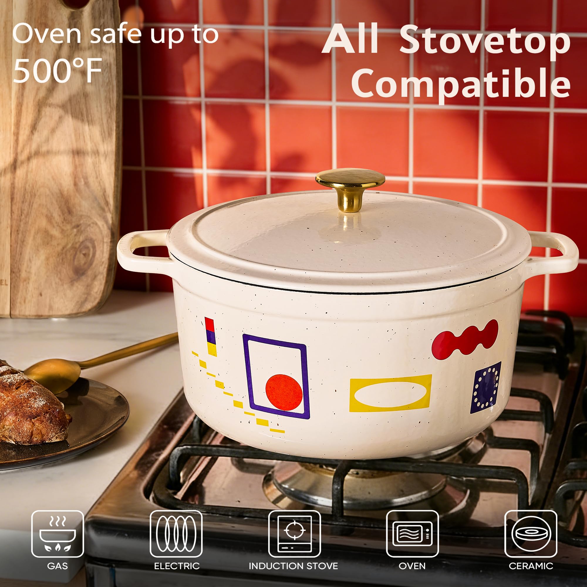 CAROTE Dutch oven on stovetop demonstrating even heat distribution benefit