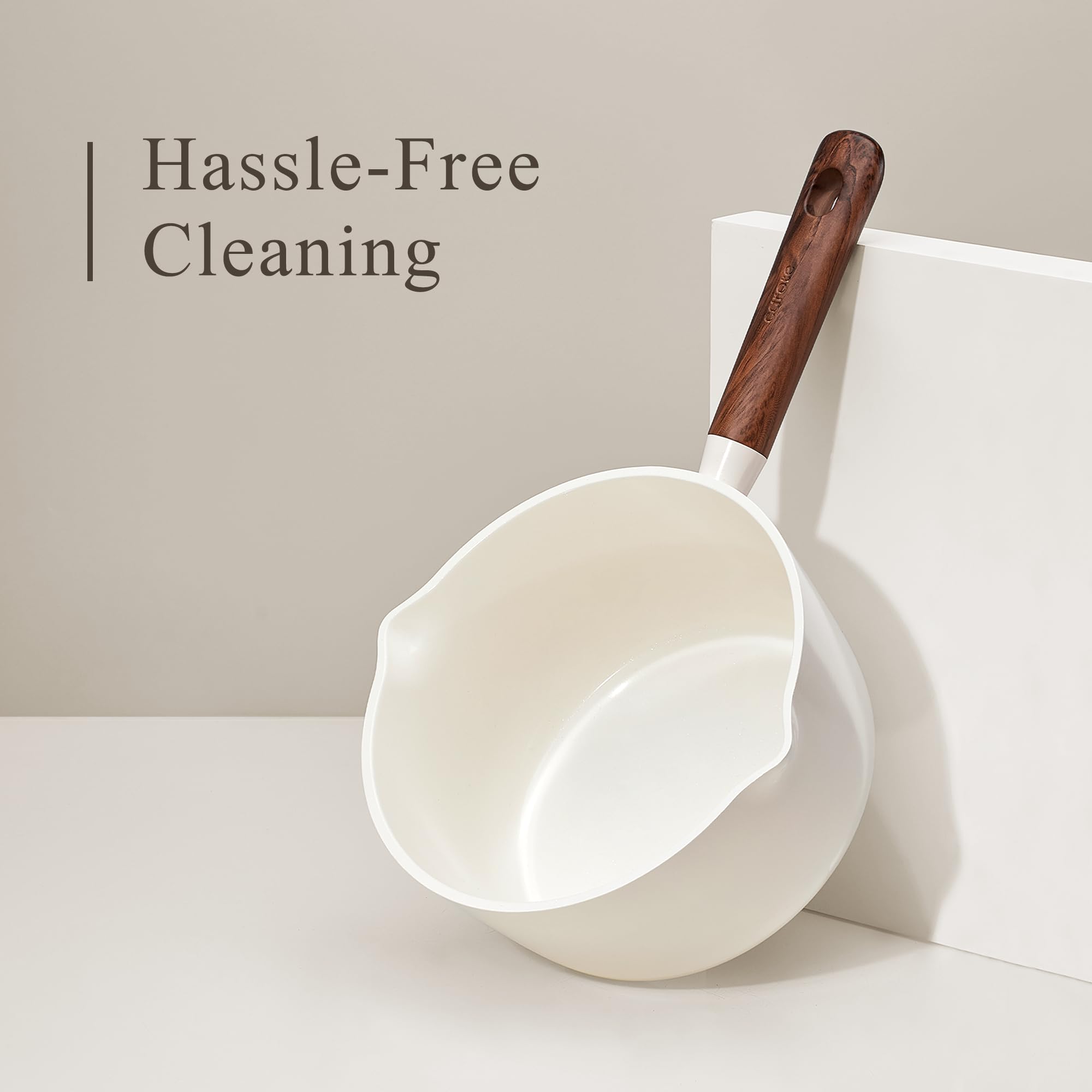 CAROTE ceramic interior texture close-up highlighting nonstick surface and easy-clean benefit