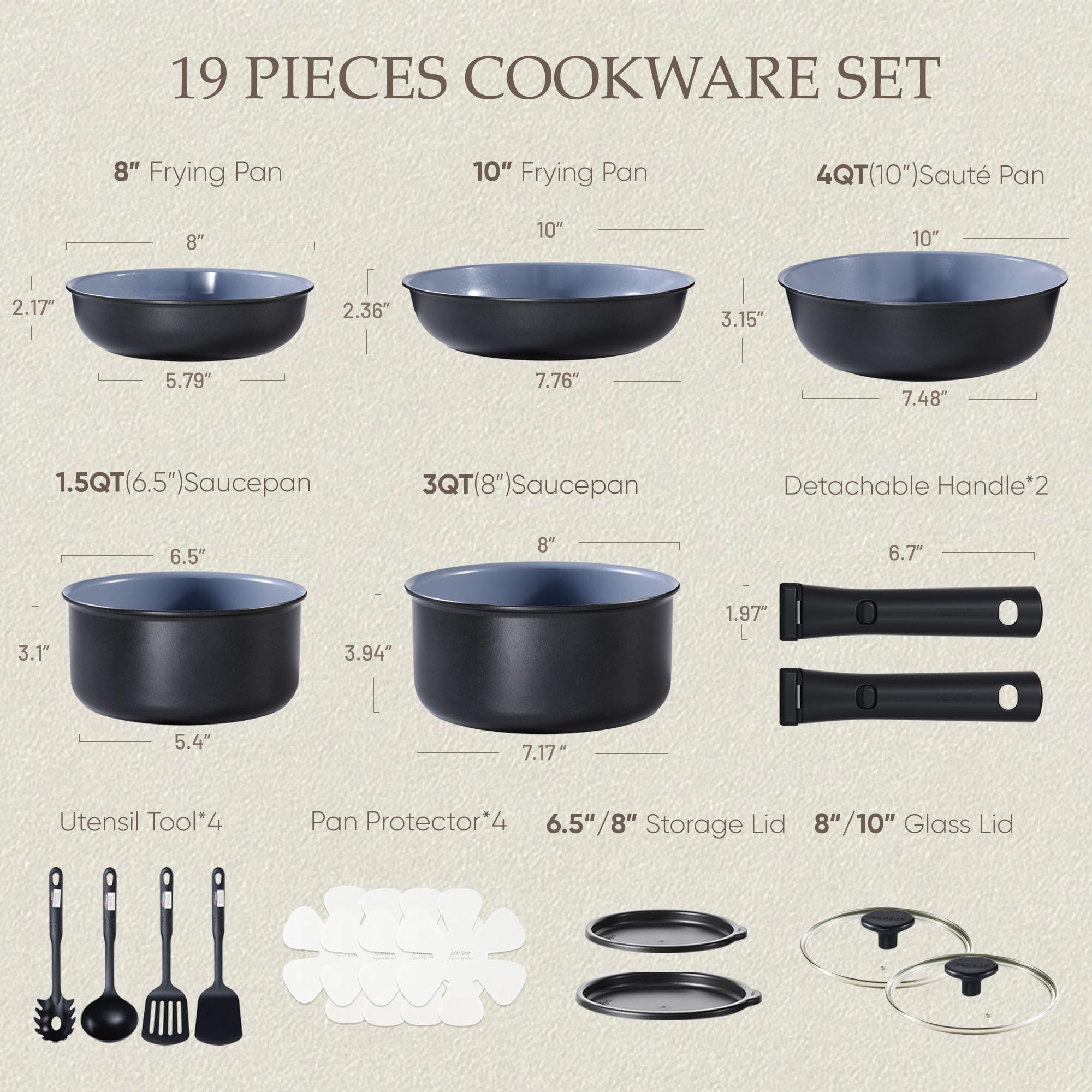 CAROTE ceramic nonstick surface close-up for easy cleanup and food release