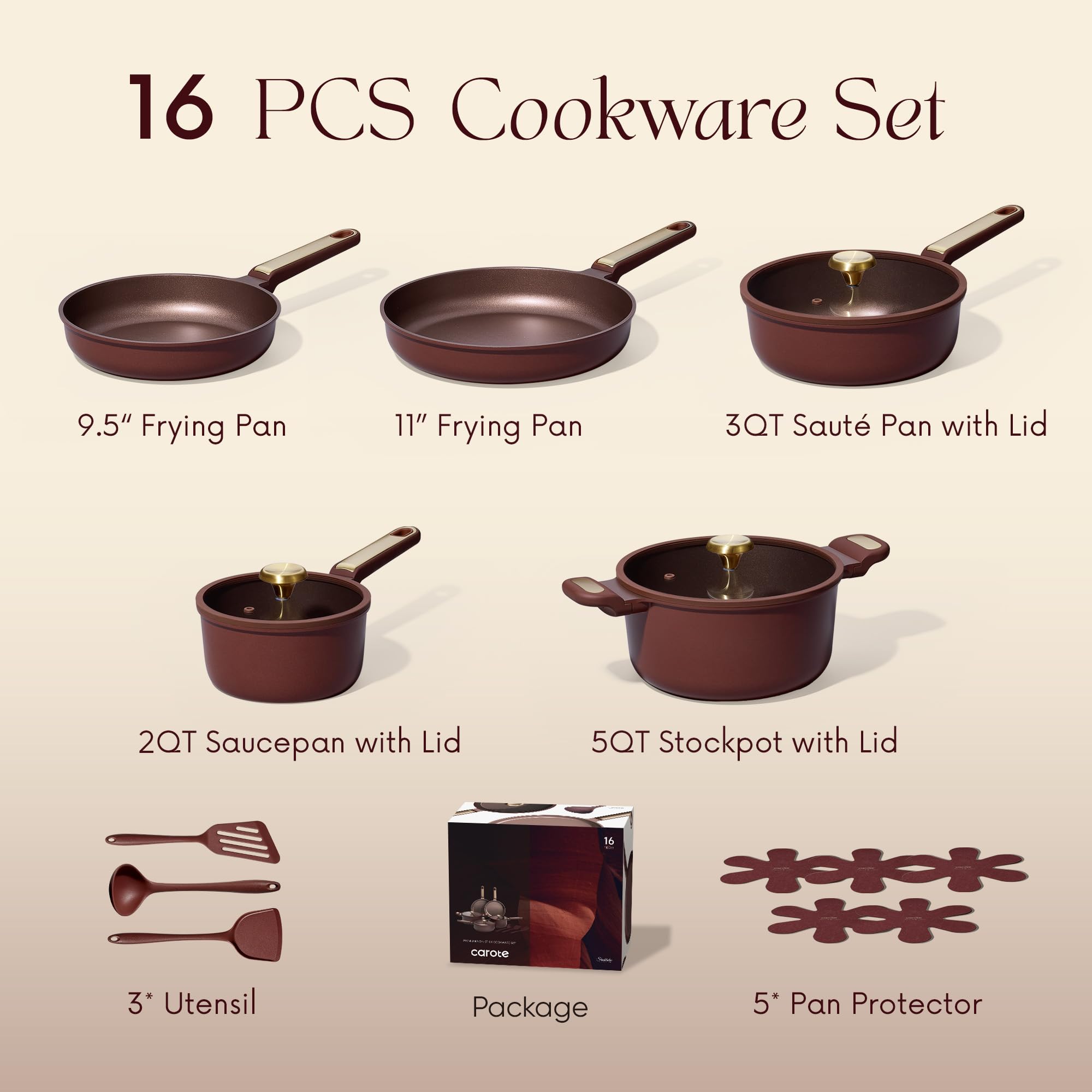 CAROTE close-up of reinforced nonstick surface highlighting easy food release and cleaning