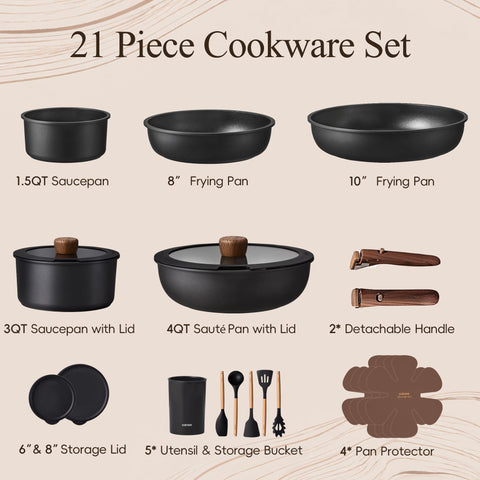 CAROTE nonstick interior close-up showing smooth surface for easy food release and cleaning