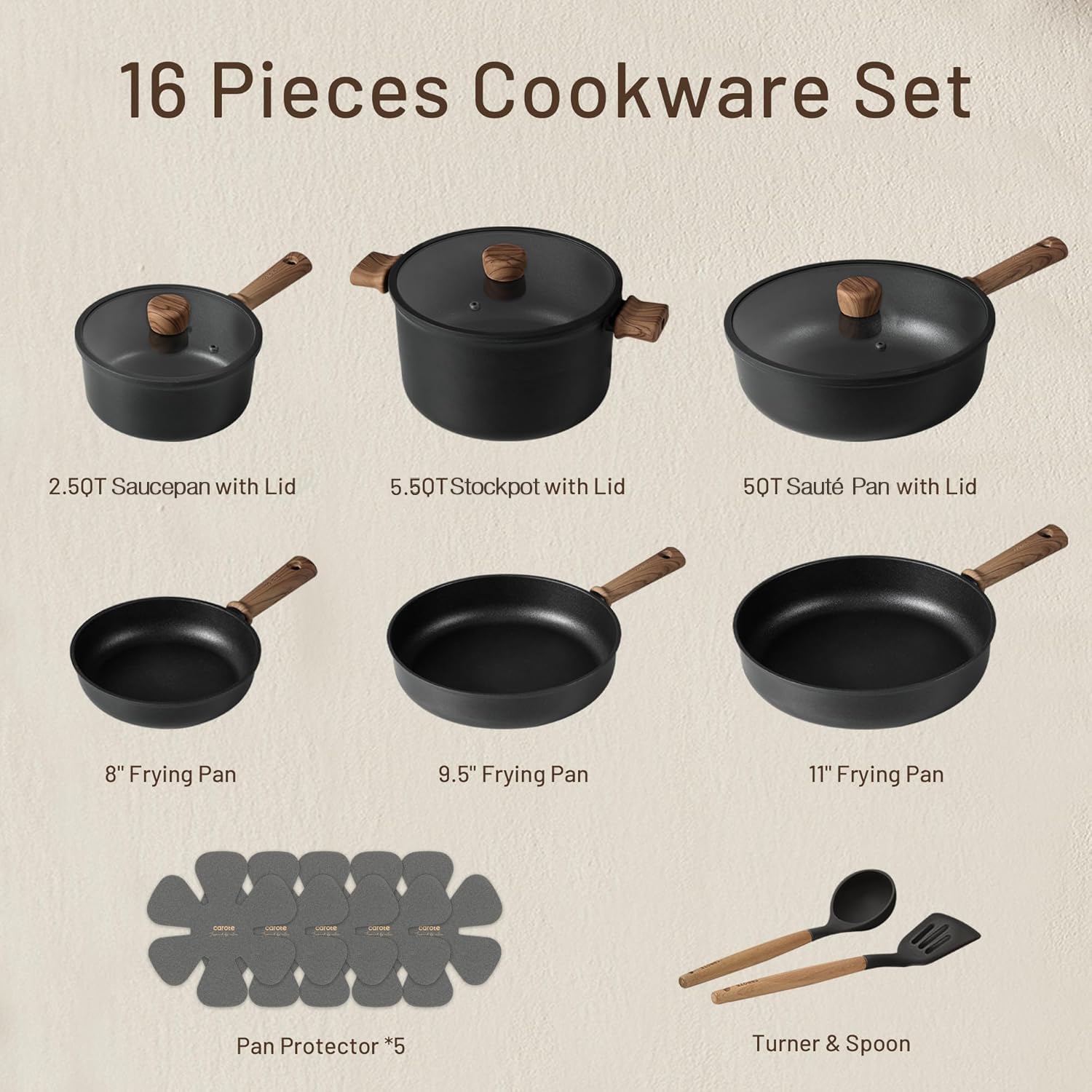 CAROTE nonstick surface close-up highlighting easy food release