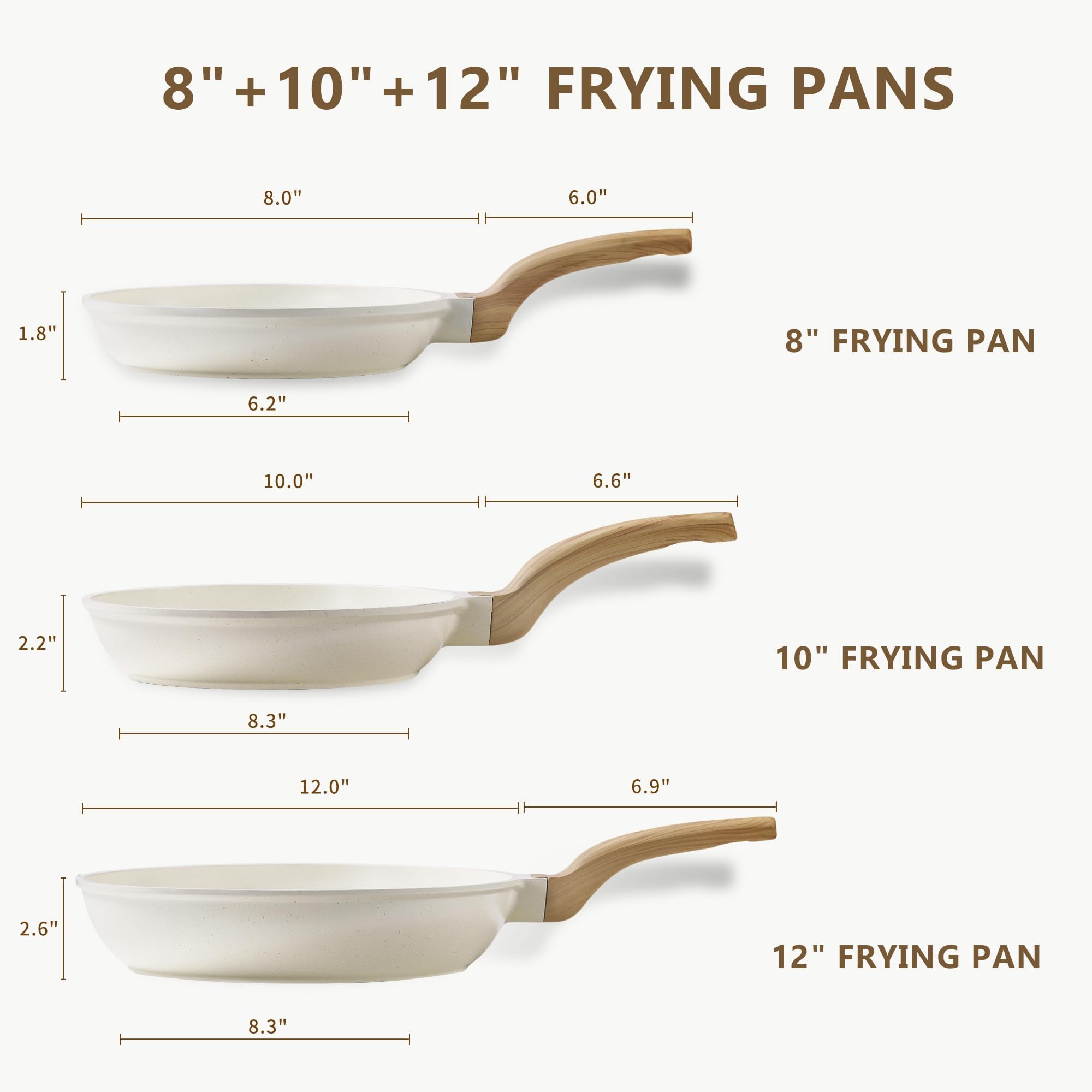 CAROTE skillet top view with cooked eggs demonstrating easy food release and quick serving
