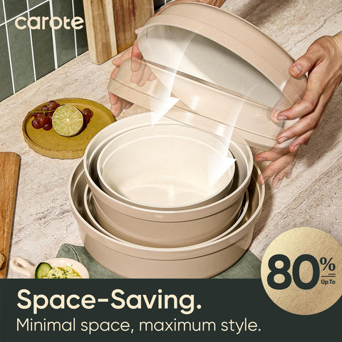 CAROTE detachable handle attached to pan demonstrating quick-release convenience and safety
