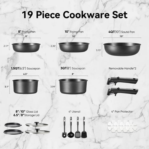 CAROTE detachable handle close-up, secure lock for safe stovetop to oven transitions