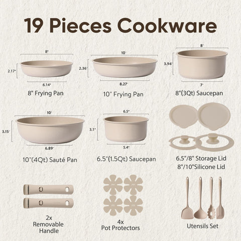 CAROTE removable handle attached to pan, demonstrating secure grip and convenient storage