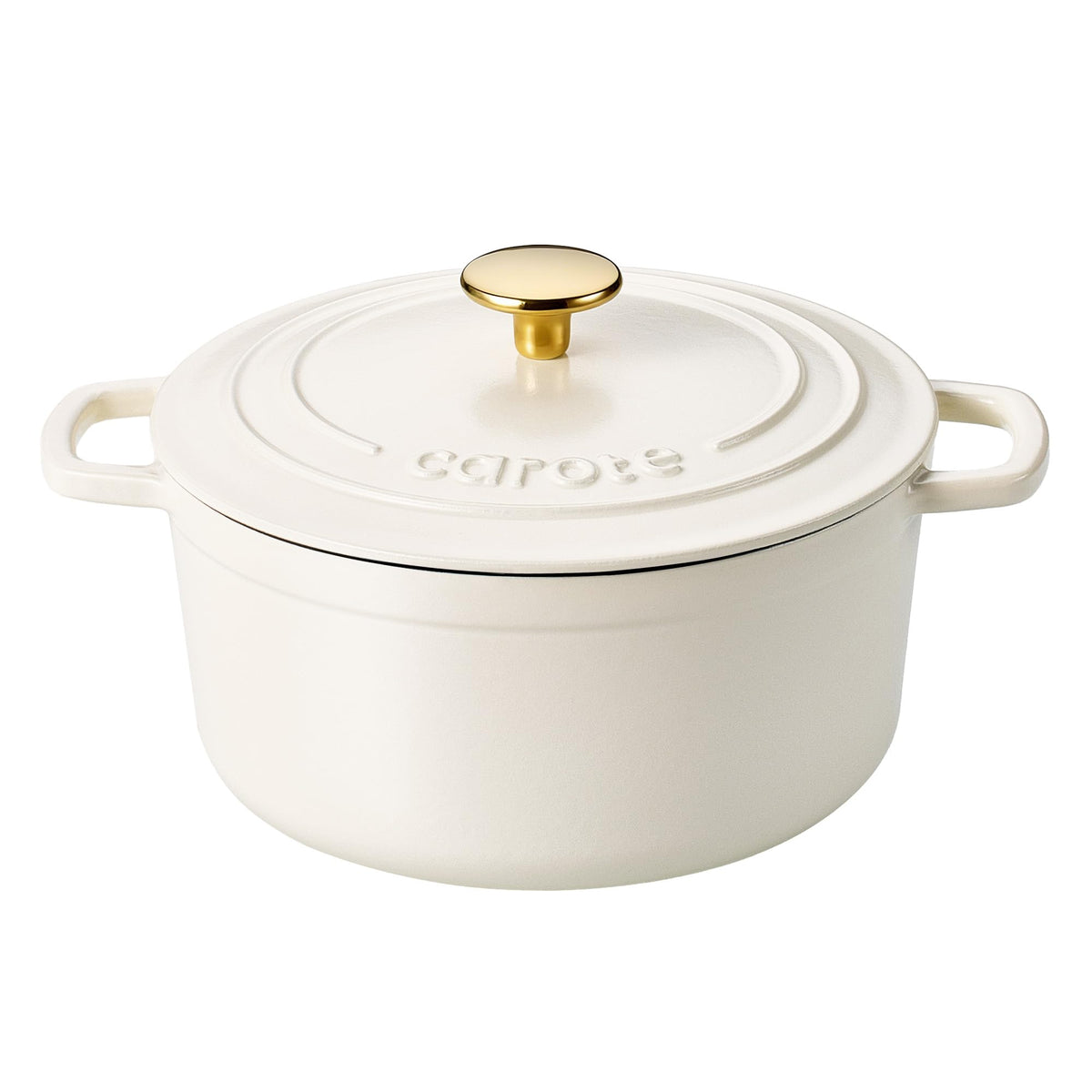 CAROTE front view of cream white Dutch oven showing elegant finish and durability