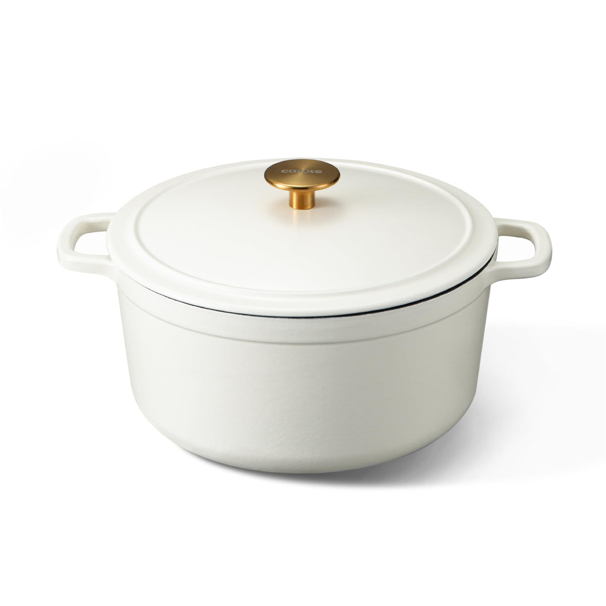 CAROTE front view of cream white Dutch oven shows elegant design and durable build