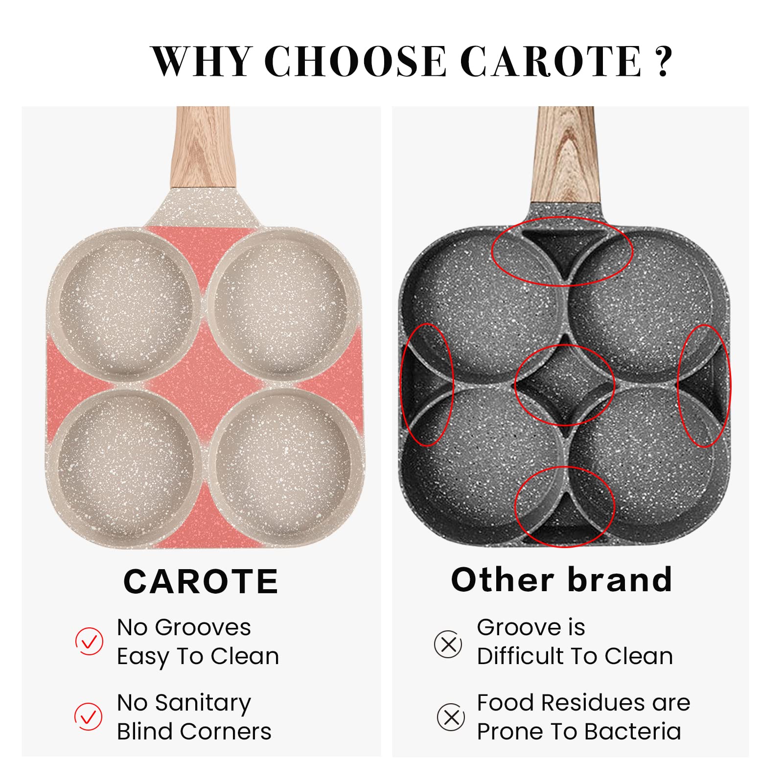 CAROTE underside showing extended bottom for faster, more even heating