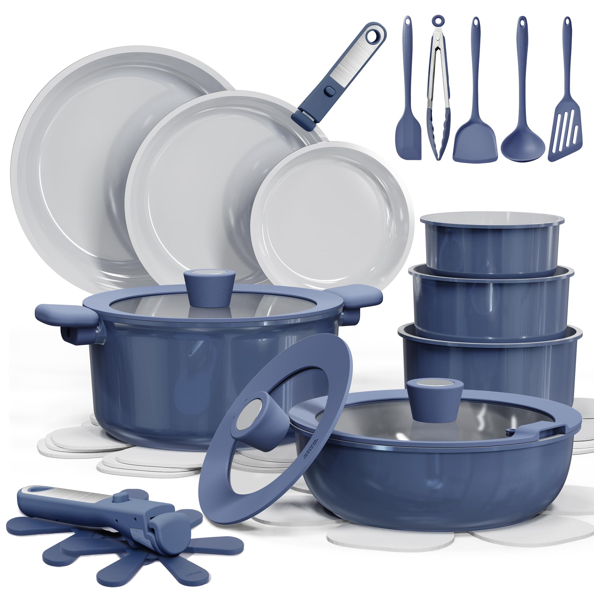CAROTE front view showing full 27-piece set for complete cooking