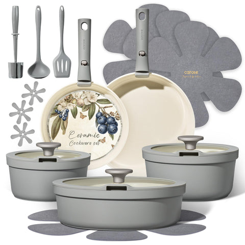 CAROTE full set front view showing complete 20-piece collection and accessories benefits