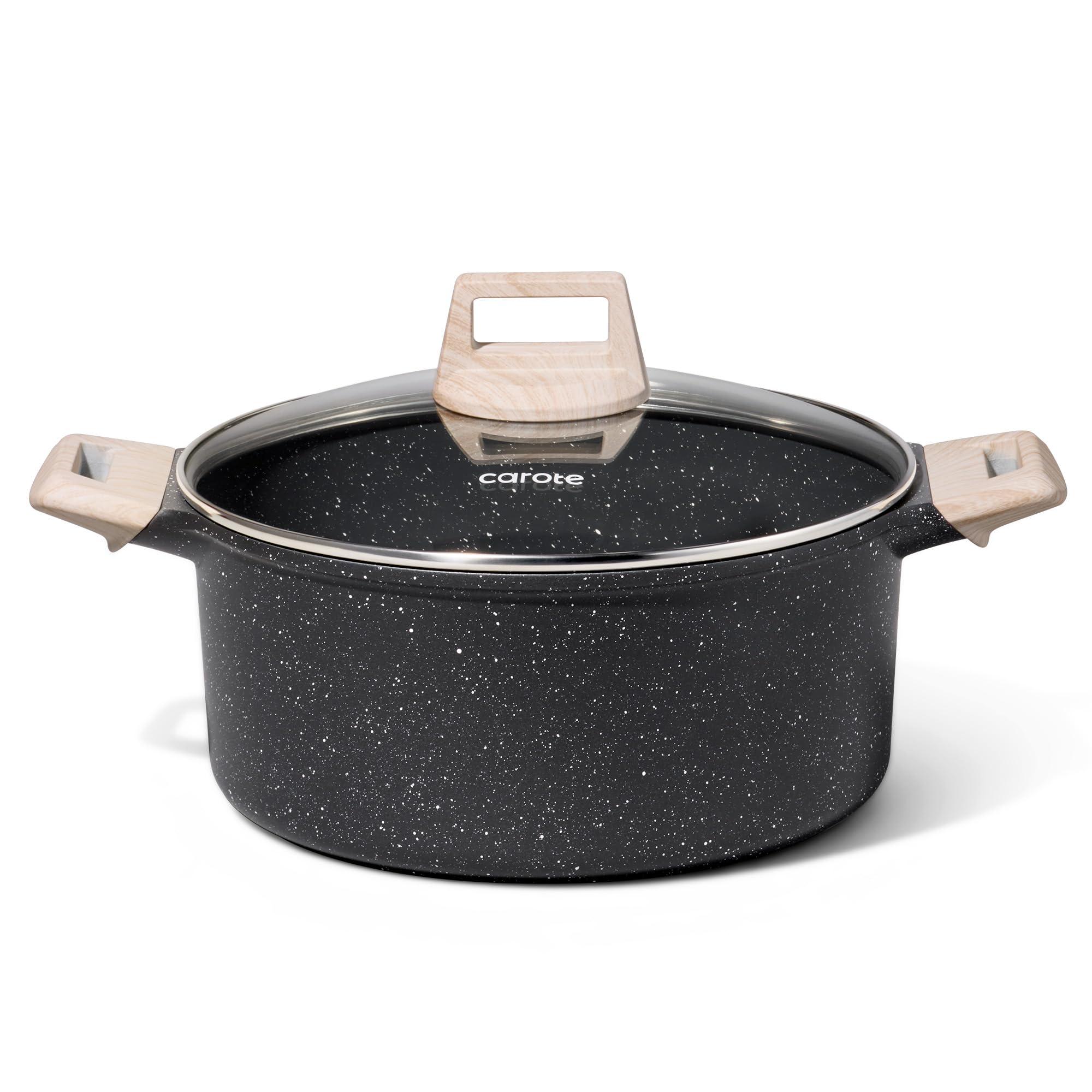 CAROTE front view of black granite casserole showcasing design and capacity