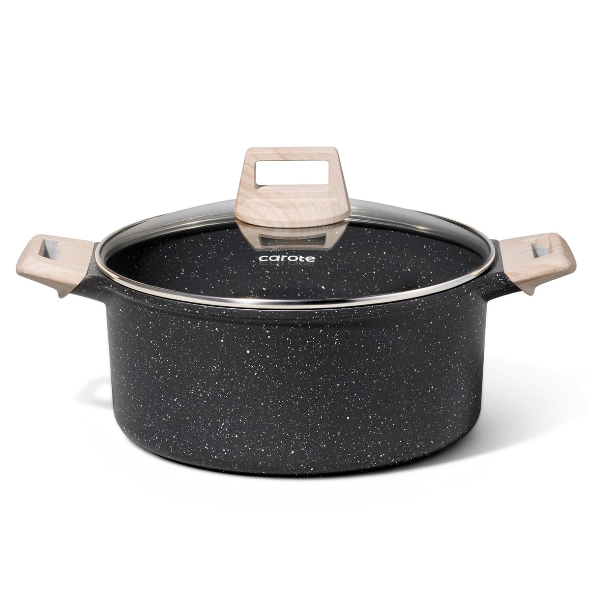 CAROTE front view of black granite casserole showcasing design and capacity