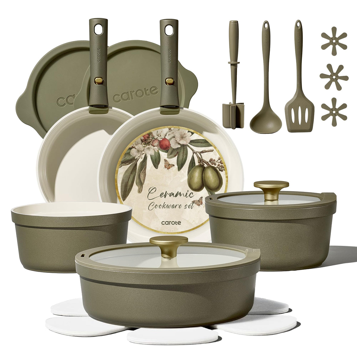CAROTE front view of full 21-piece set showing value and completeness