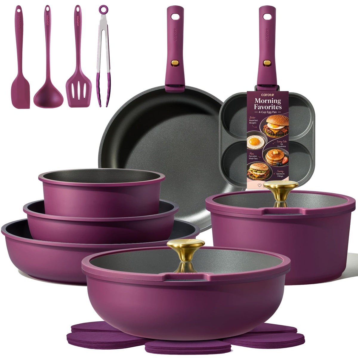 CAROTE full 21-piece set displayed, space-saving and ready for any kitchen