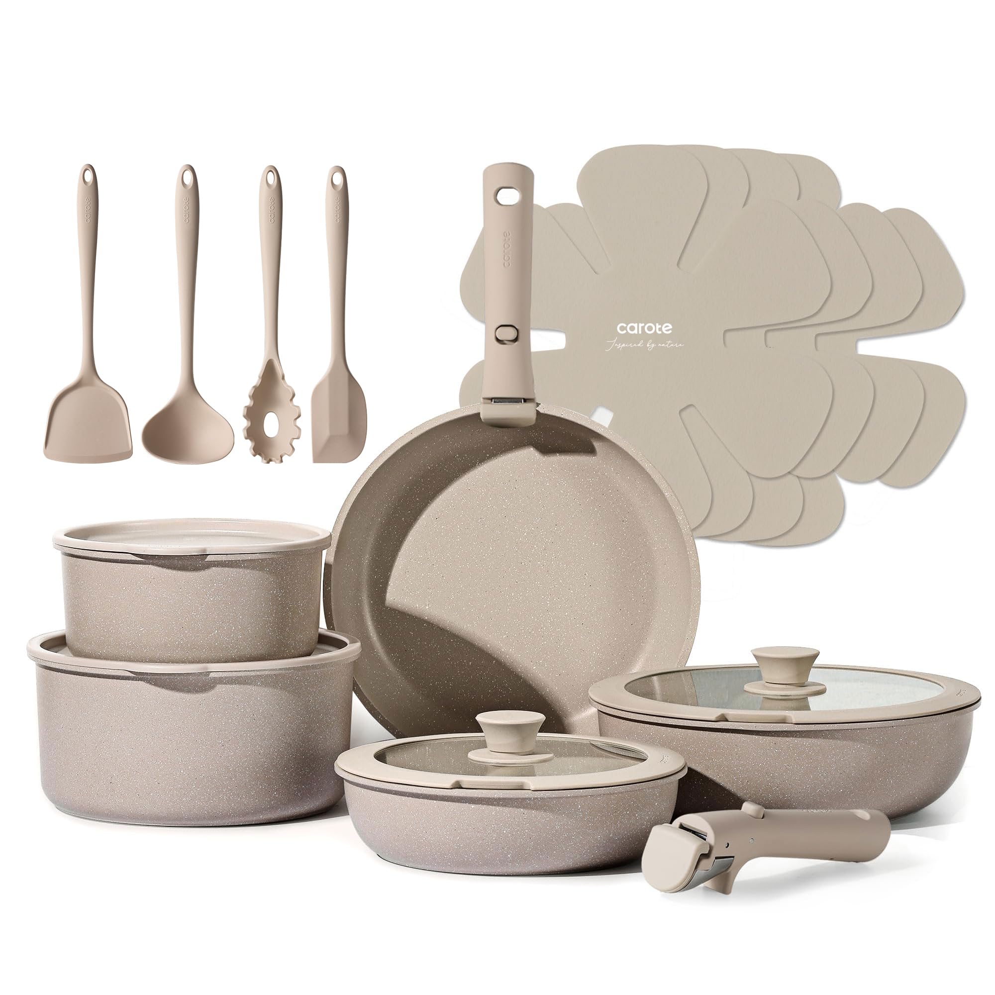 CAROTE front packaging of the 19-piece set showing all components, ideal for kitchen starters