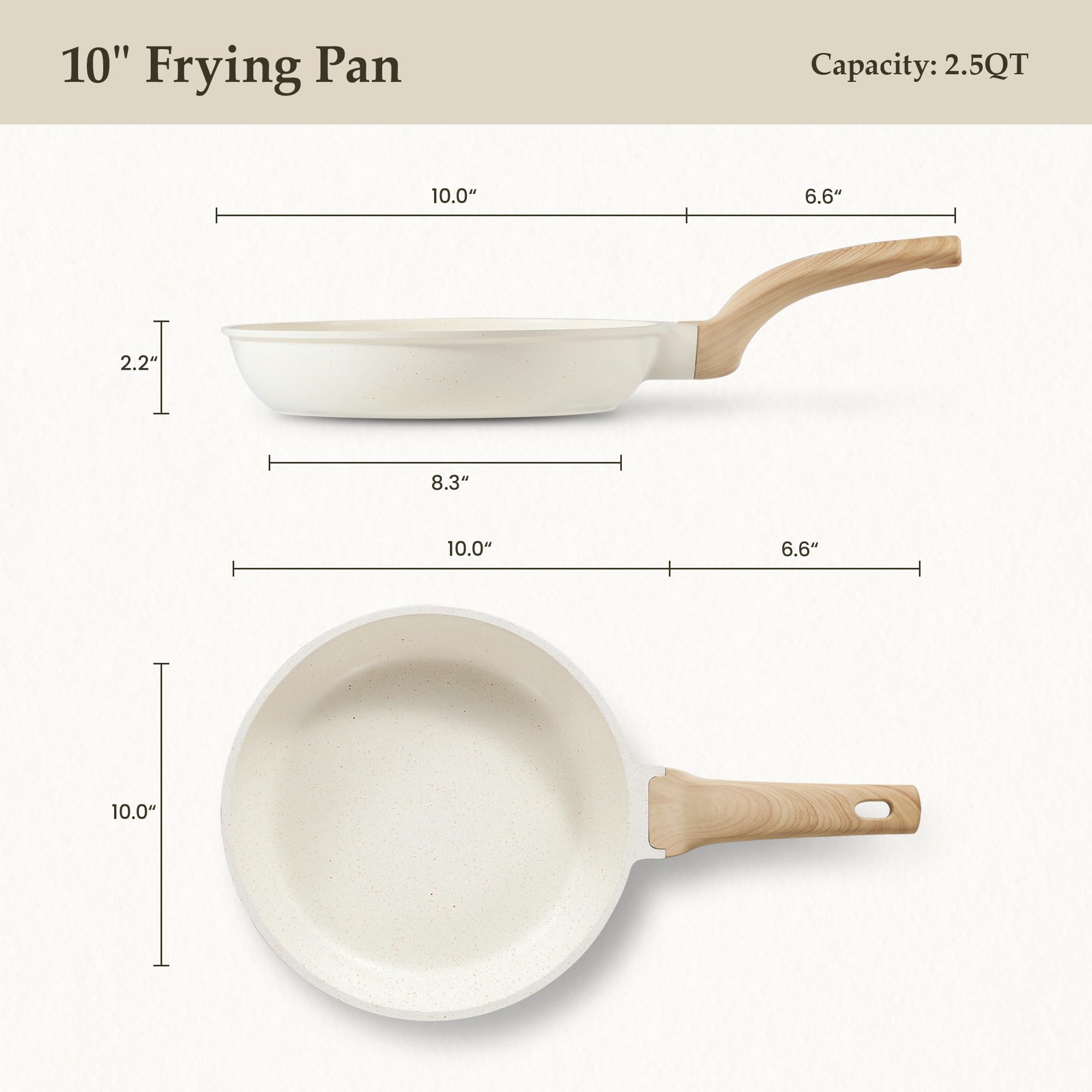 CAROTE close-up of granite-style nonstick surface highlighting easy food release