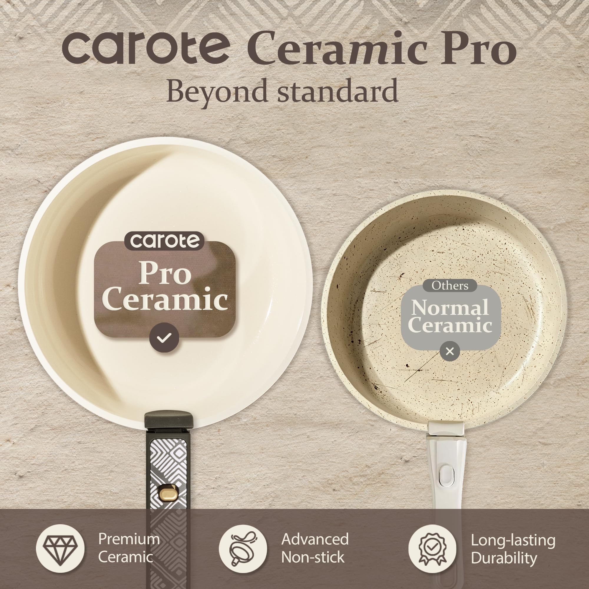 CAROTE frying pan in use with food sliding off for easy cooking
