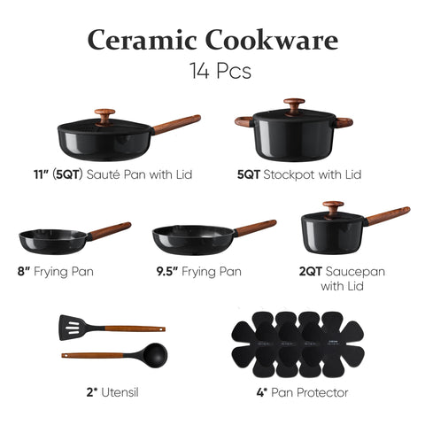 CAROTE frying pan top view highlighting smooth ceramic nonstick surface