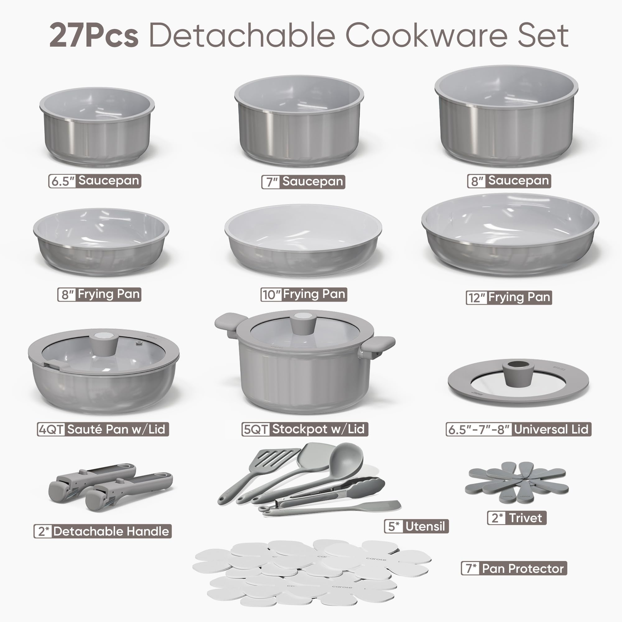 CAROTE frying pans front view, ideal for versatile stovetop frying