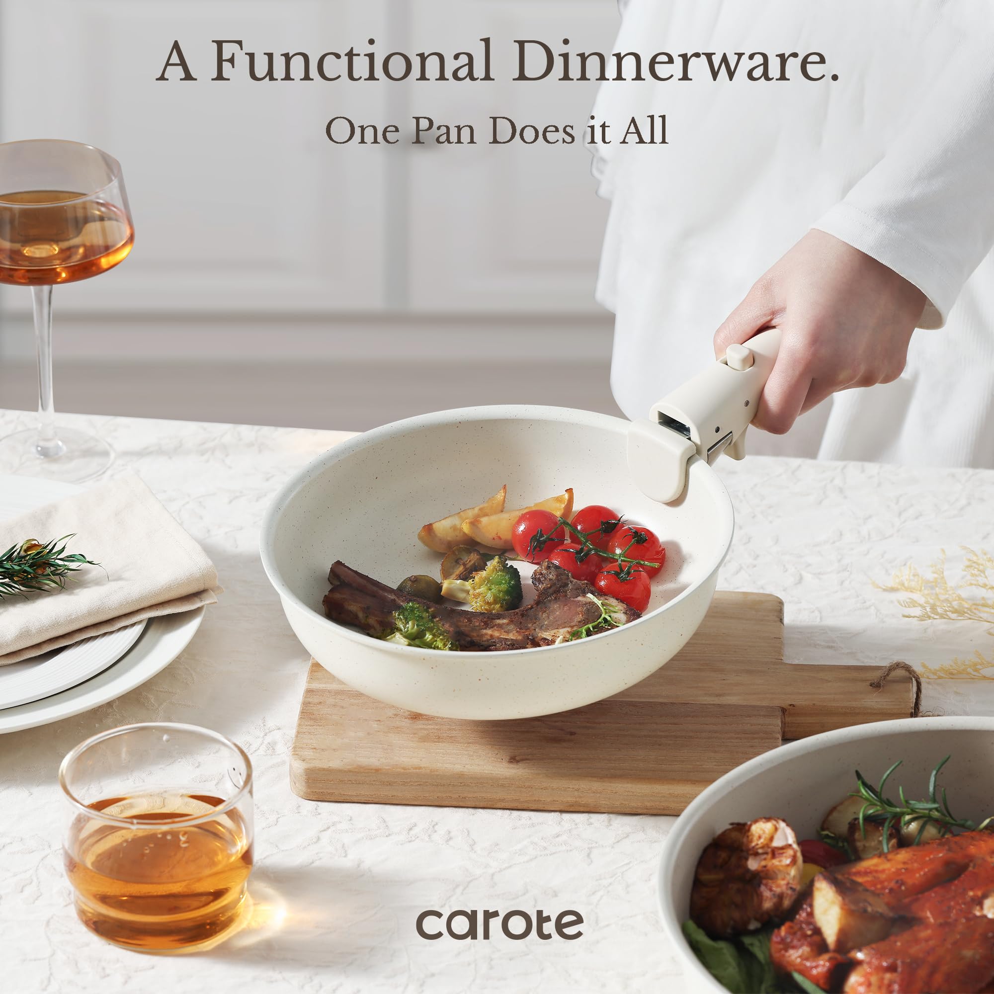 CAROTE glass lid on simmering saucepan allowing visual monitoring
