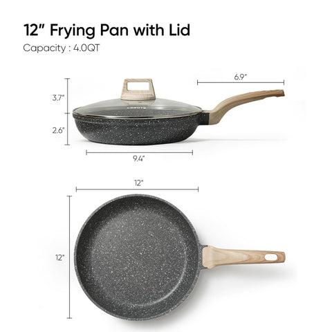 CAROTE granite nonstick close-up showing smooth release and easy cleaning
