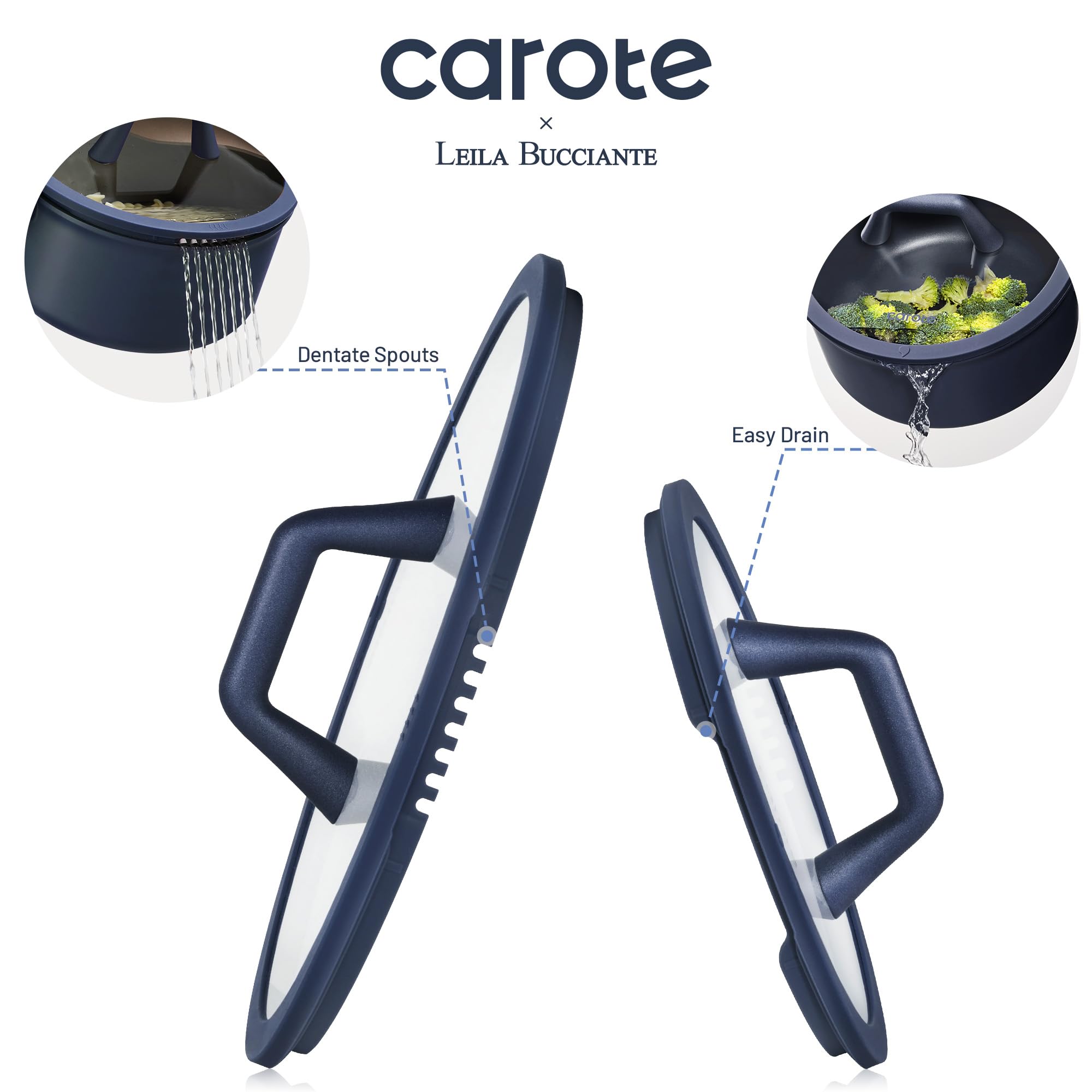 CAROTE 11-inch grill pan searing vegetables to showcase even grilling and marked lines