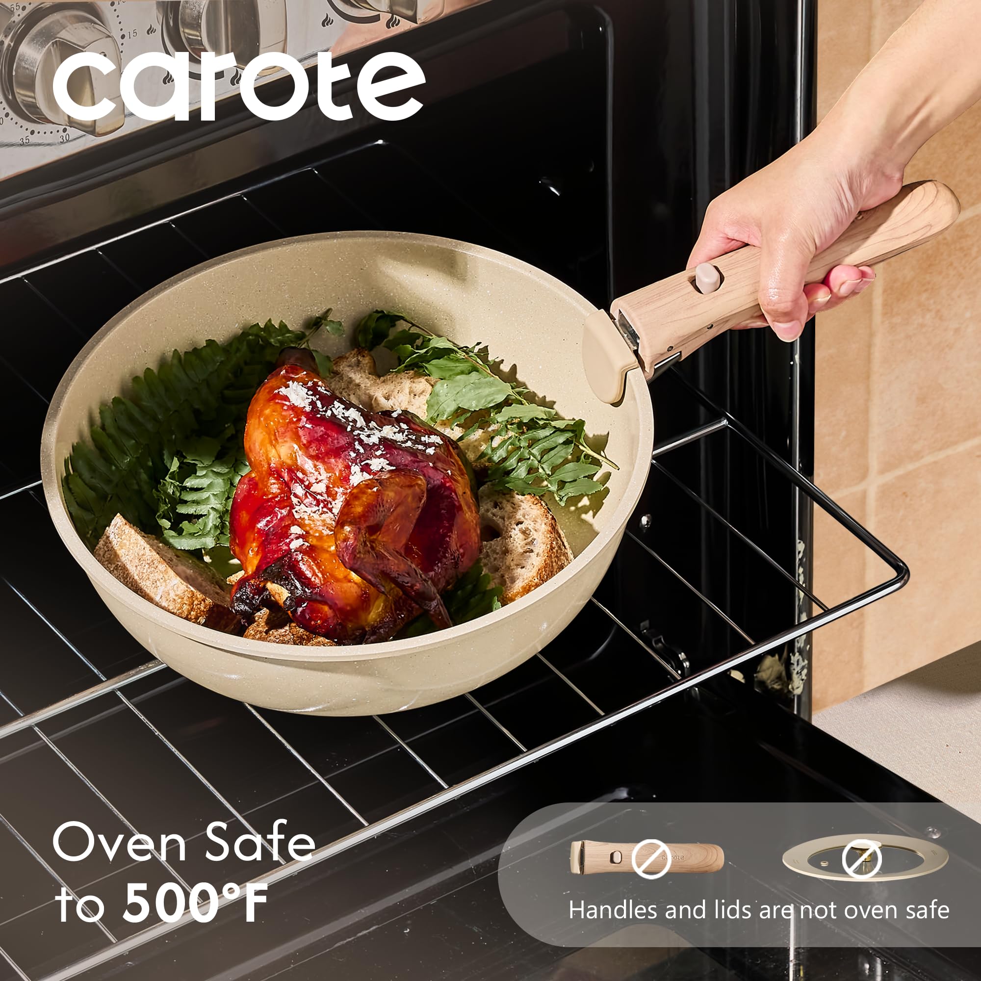 CAROTE induction-ready base close-up showing compatibility with induction cooktops