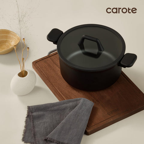 CAROTE cookware in kitchen lifestyle scene showing everyday cooking ease