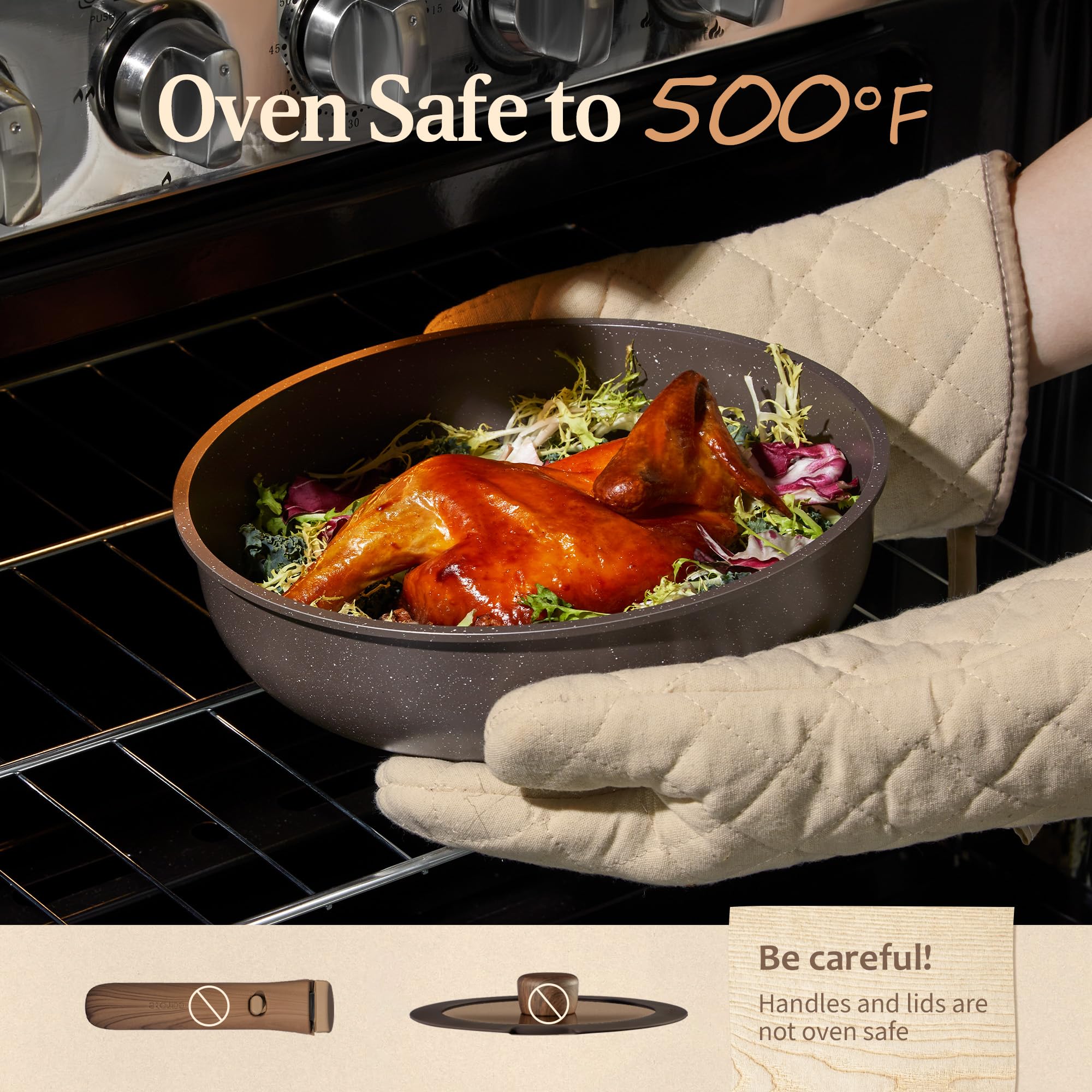 CAROTE lifestyle image of cookware on stovetop illustrating everyday cooking versatility
