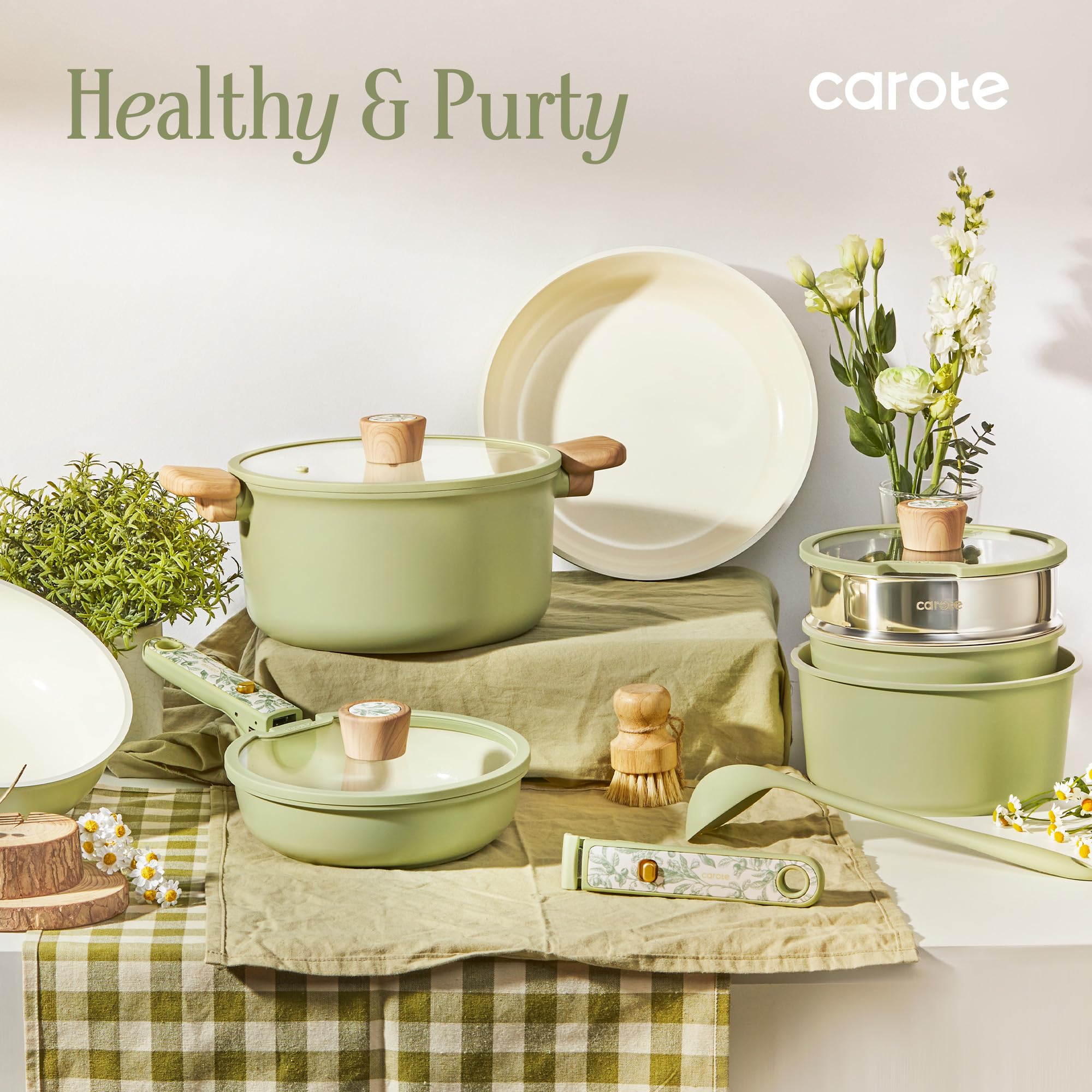 CAROTE cookware in a kitchen scene demonstrating everyday cooking convenience