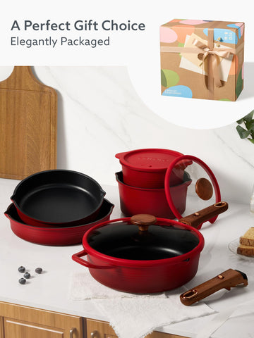 CAROTE plated meal on table with cookware showing direct serve convenience and polished presentation