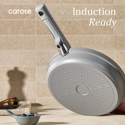 CAROTE nested pans stacked to demonstrate 70% storage space savings advantage