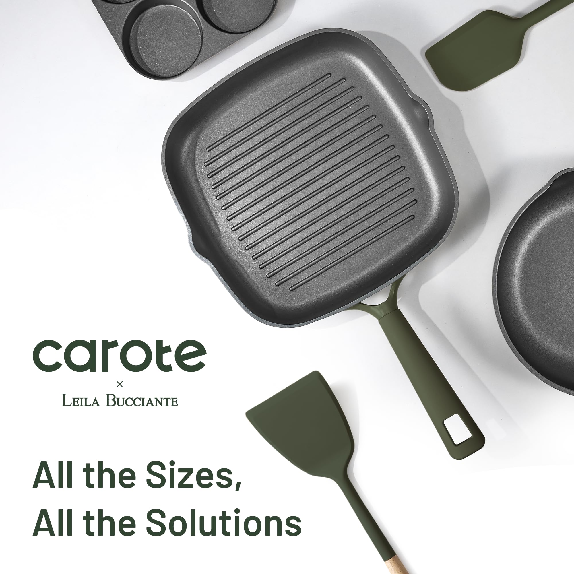 CAROTE nested pans with pan protectors, saving cabinet space and protecting finish