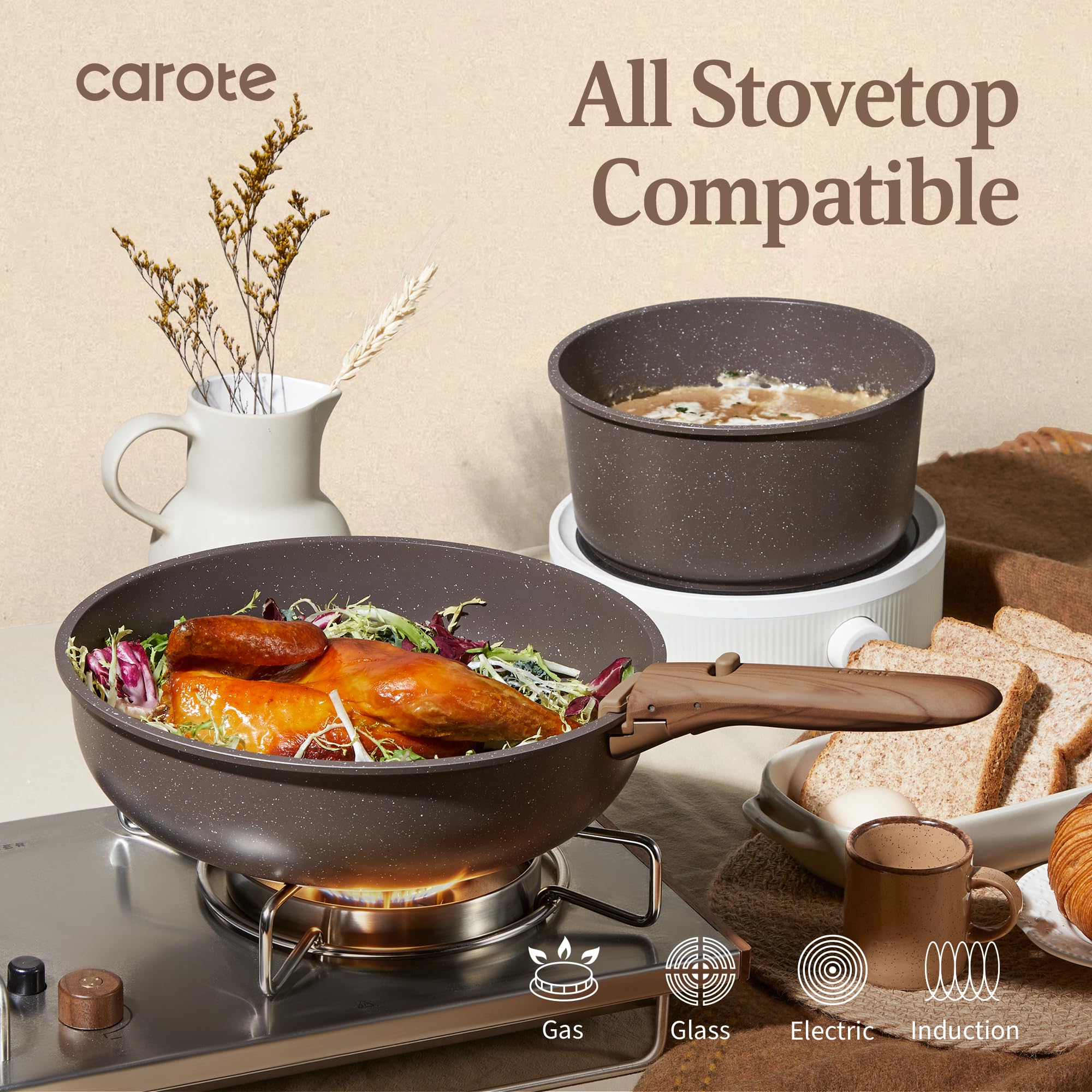 CAROTE close-up of nonstick coating for easy food release and faster cleanup