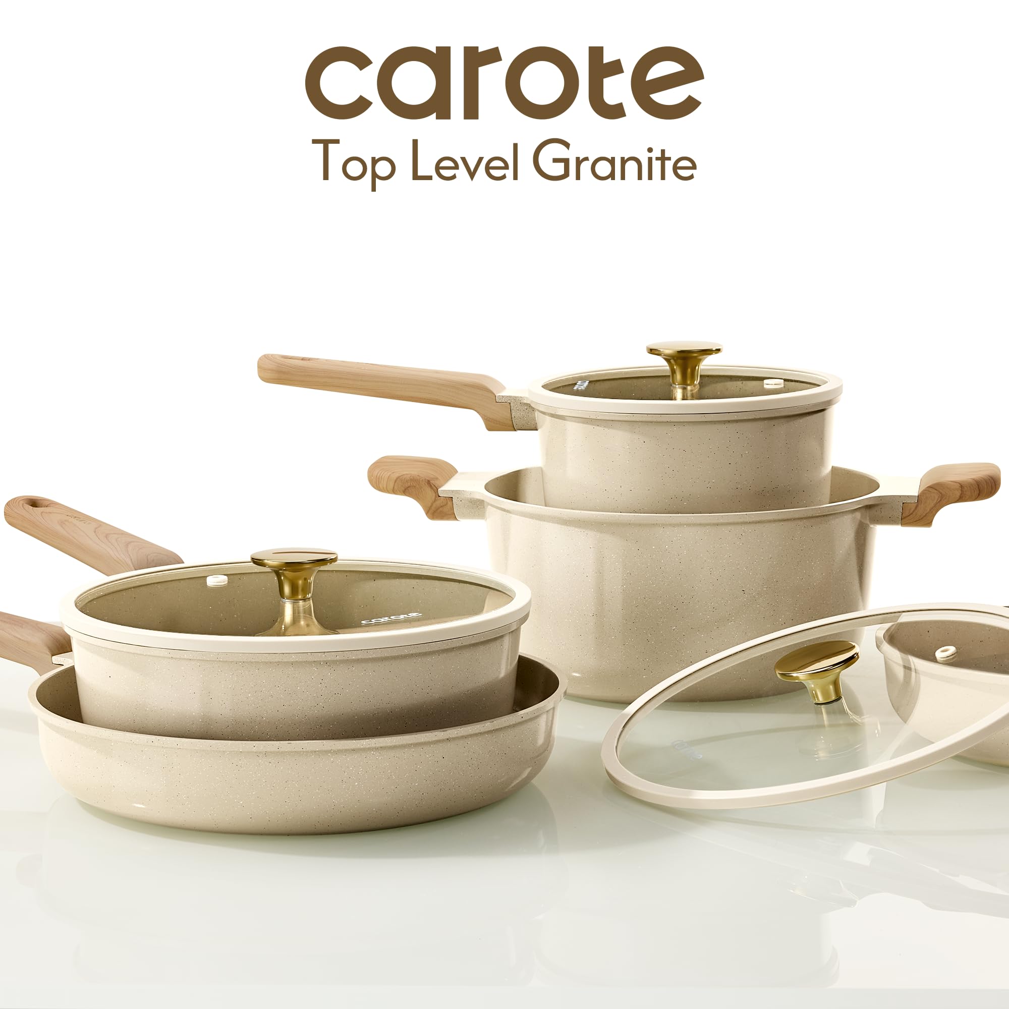 CAROTE ceramic nonstick surface texture close-up showing easy-clean benefit