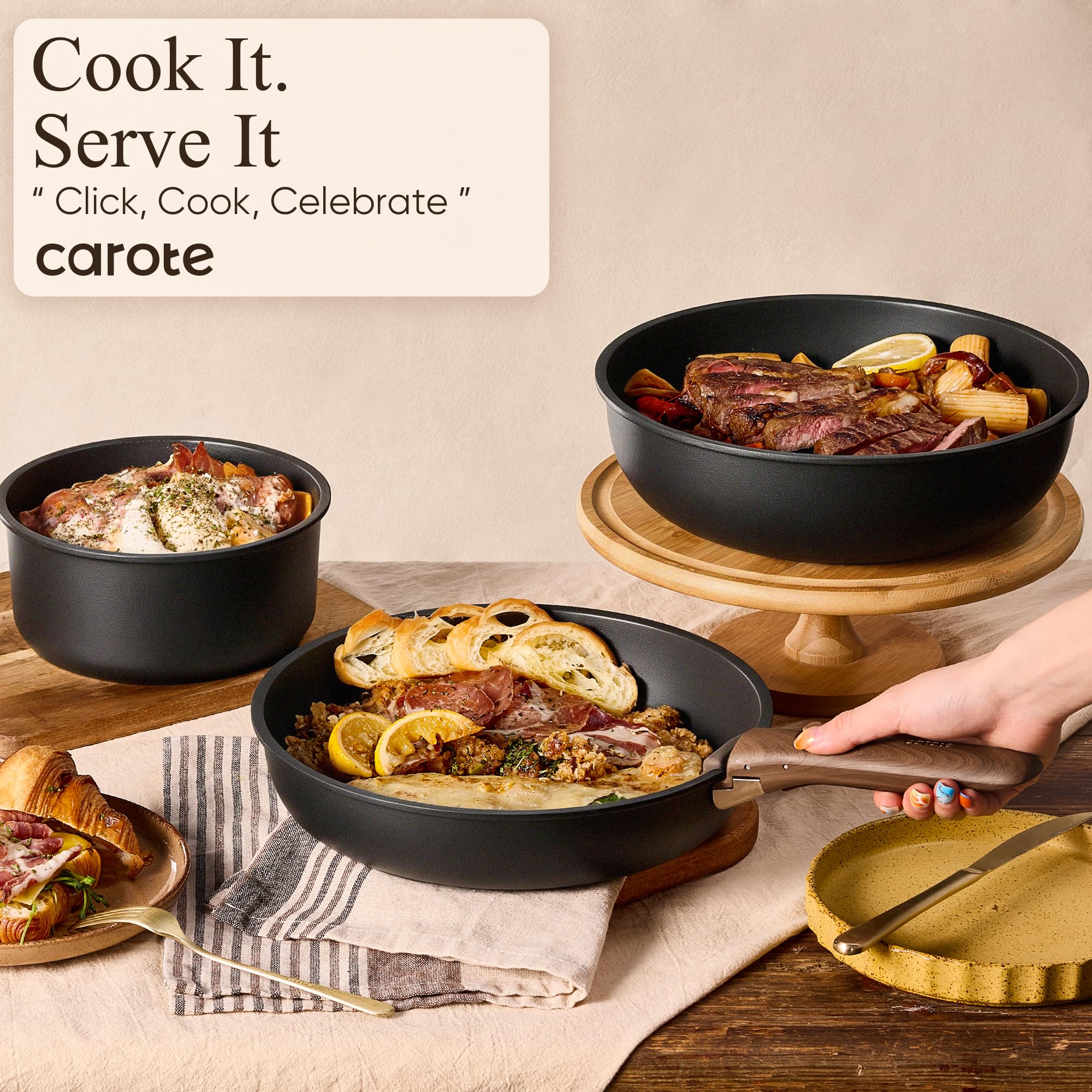 CAROTE nonstick interior texture revealing easy-release surface for faster cleanup