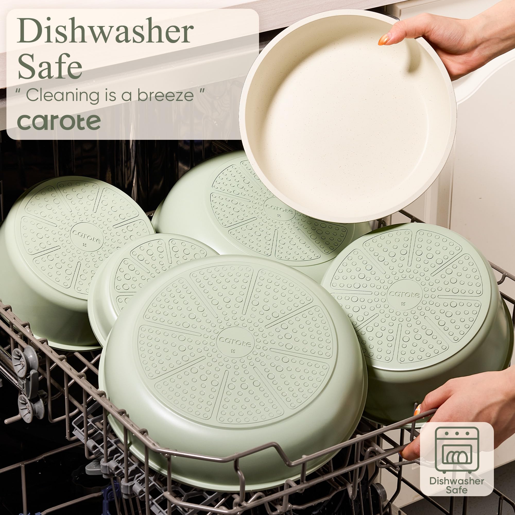 CAROTE oven-ready pan without handle showing oven compatibility advantage