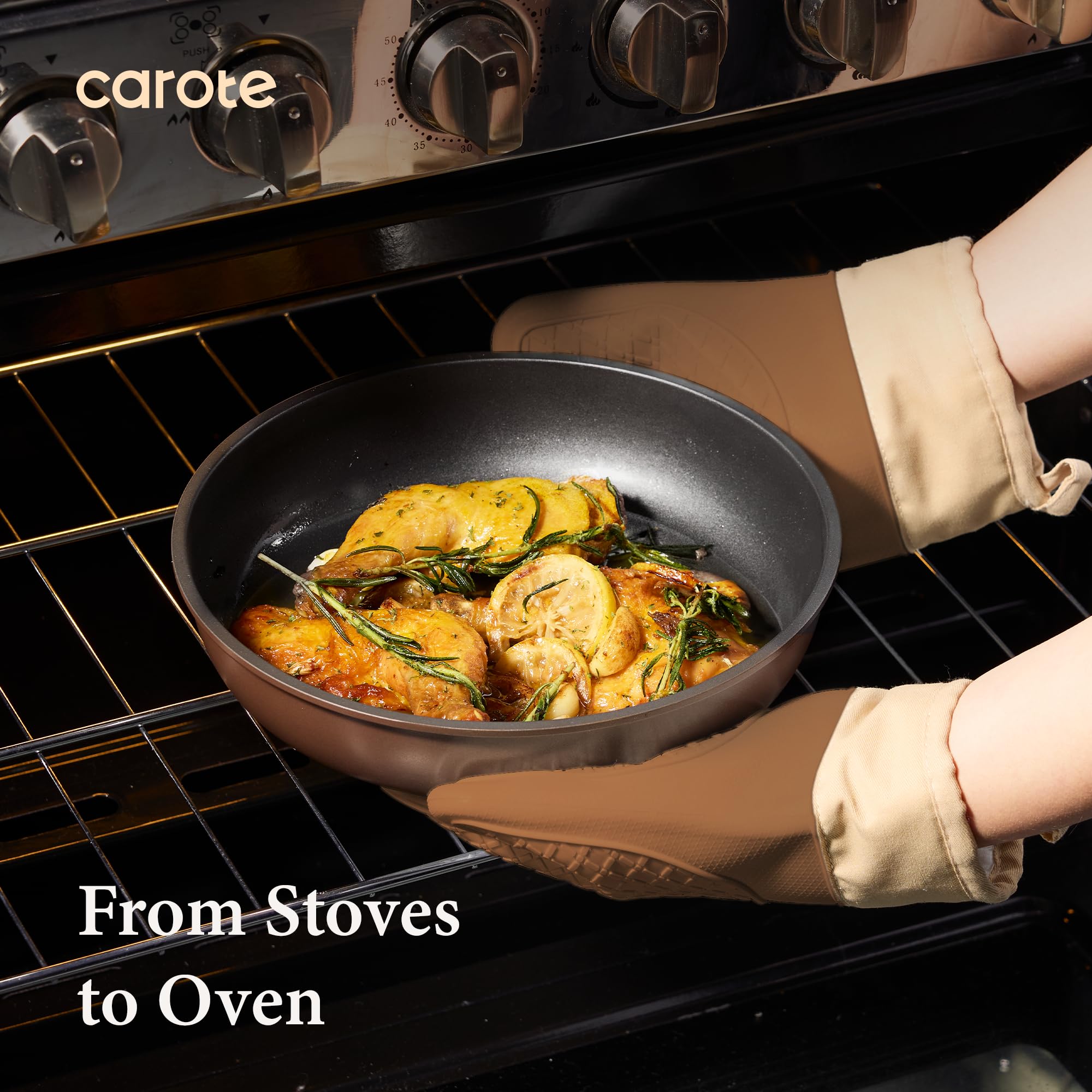 CAROTE oven-ready pan without handle for stovetop-to-oven use