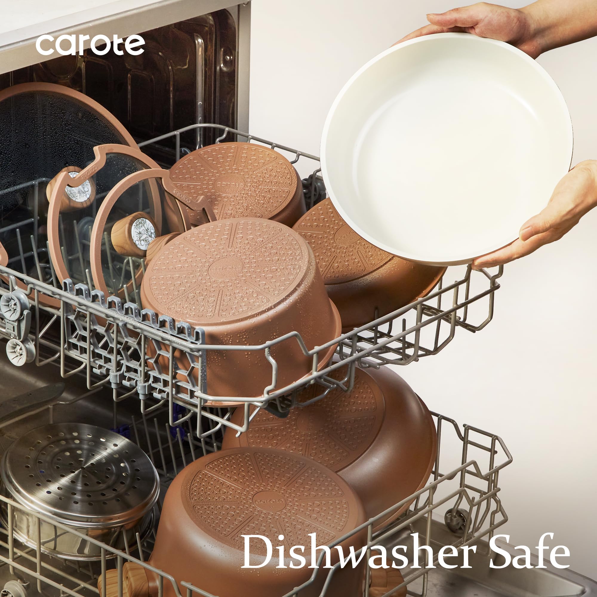 CAROTE oven-safe pan without handle demonstrating stovetop-to-oven versatility benefit