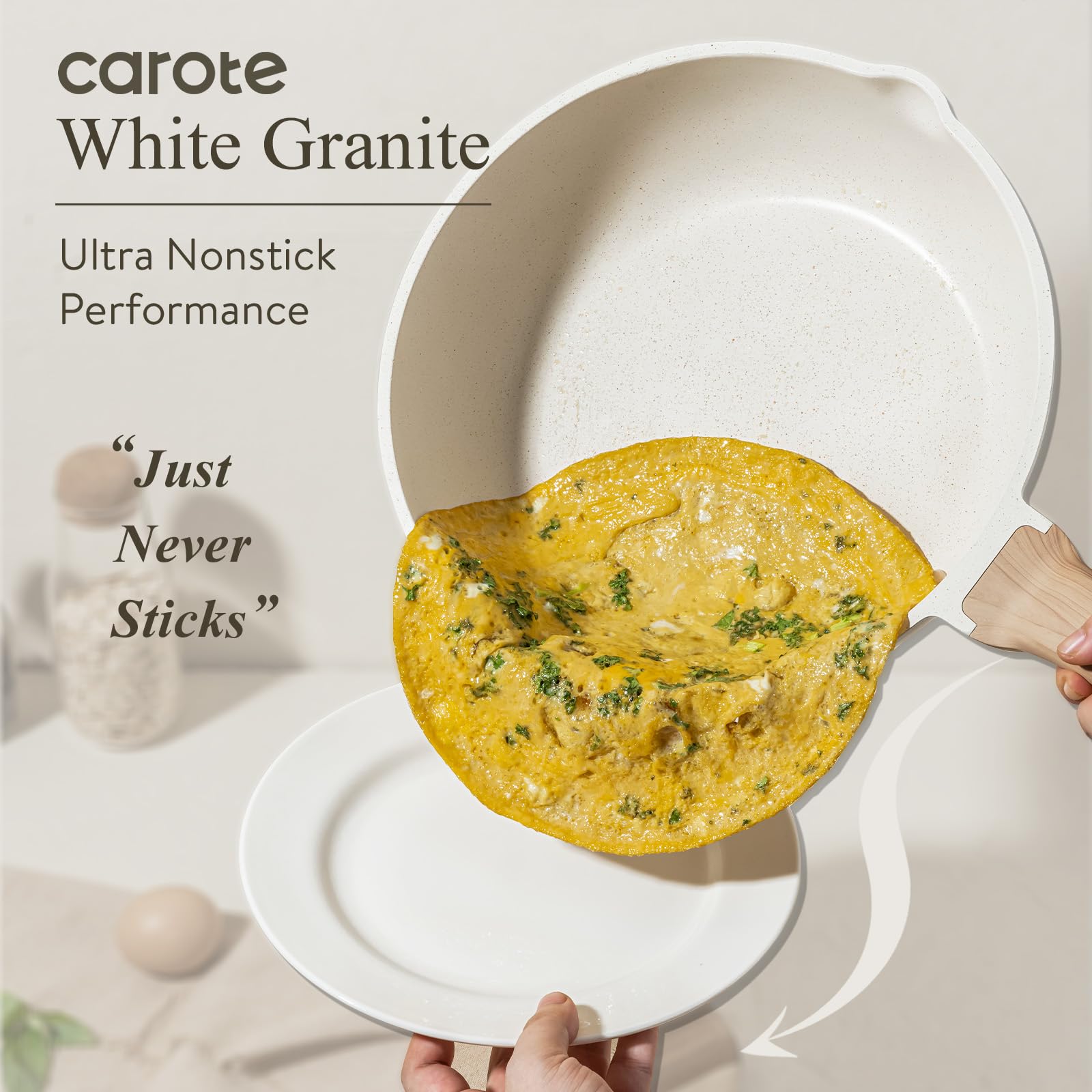 CAROTE pan underside showing magnetic stainless-steel base for induction cooking