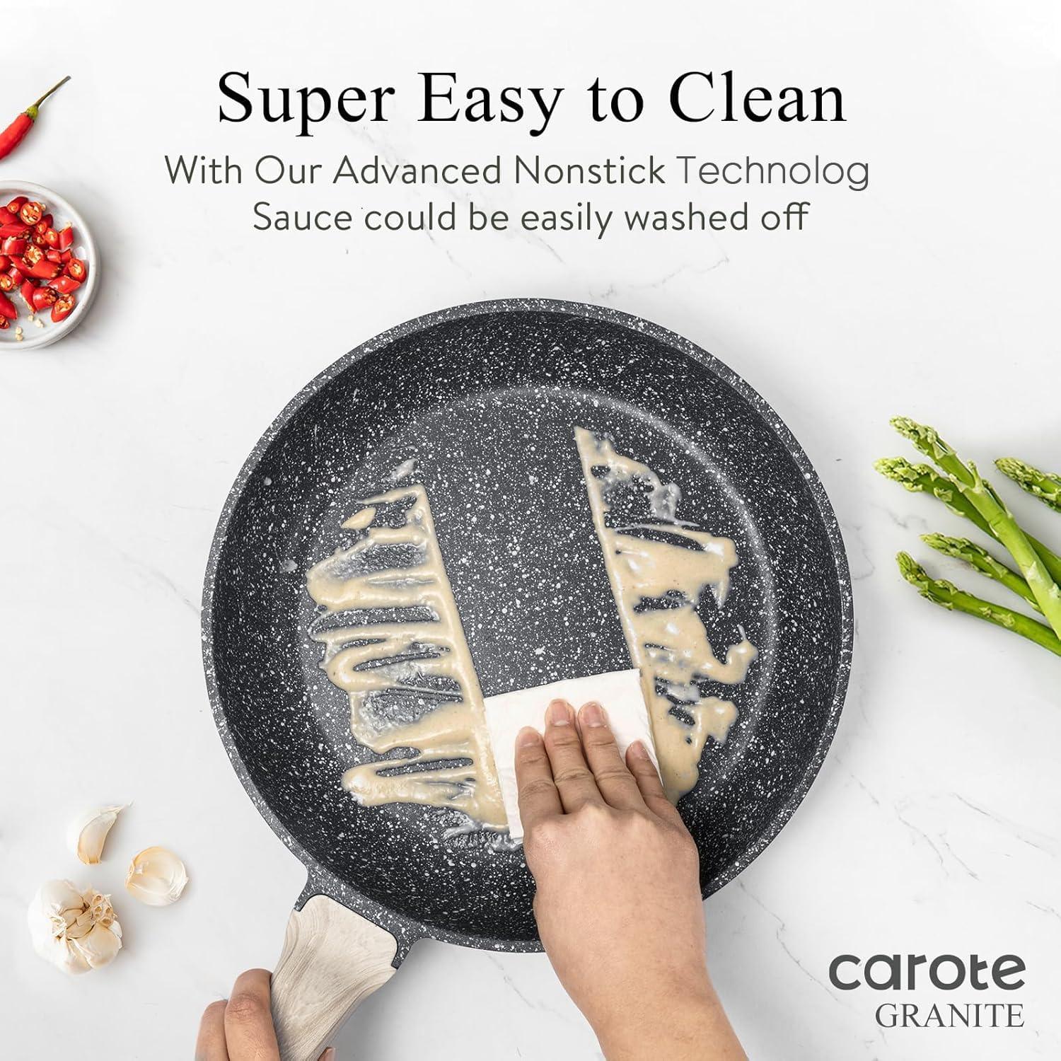 CAROTE pan cooking on induction hob demonstrating fast responsive heat