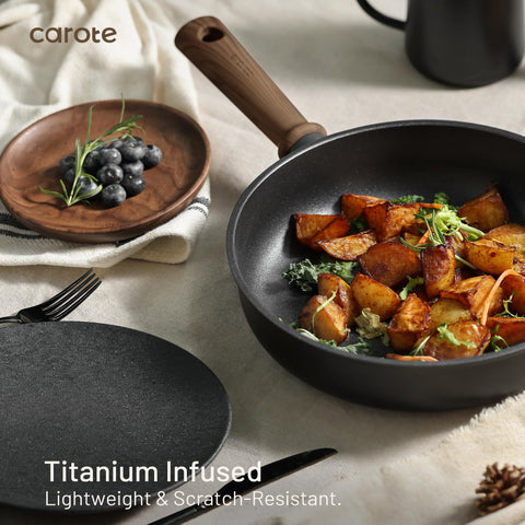 CAROTE pan protectors and stacked pans protecting nonstick finish