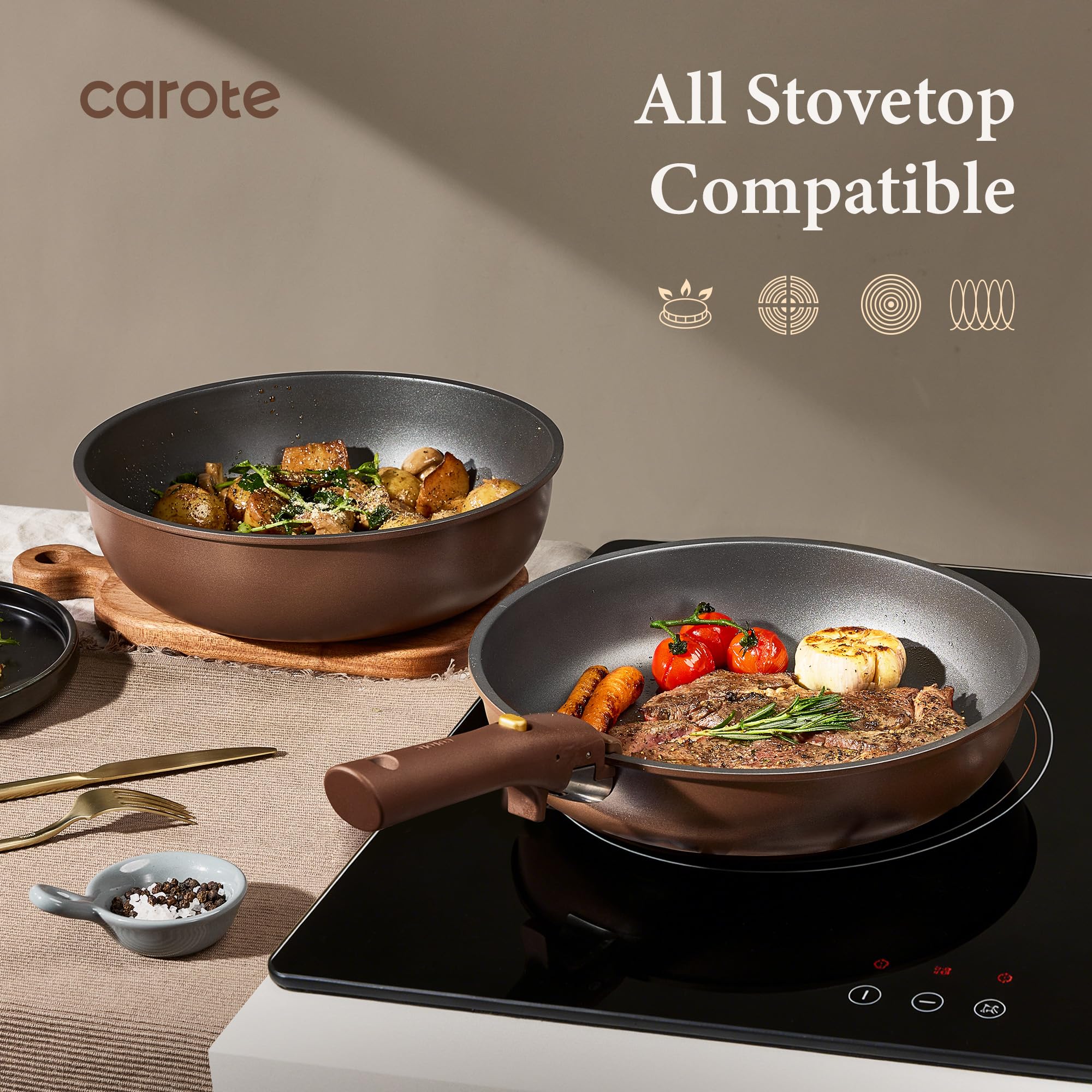 CAROTE soft pan protectors preventing scratches during storage